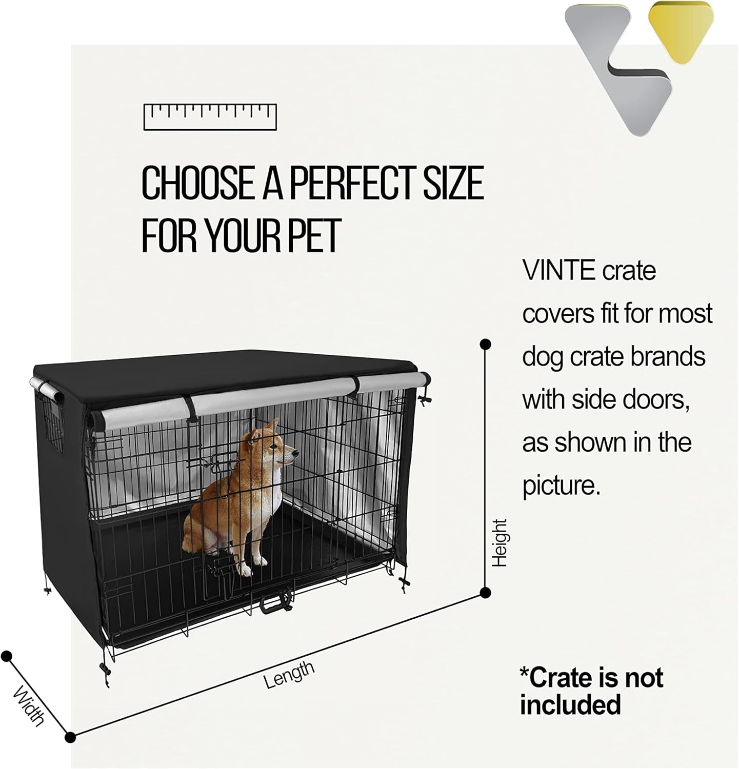 Dog Crate Cover Heat Preservation Dog Kennel Cover with Windproof & Waterproof Function (24 Inch, Grey)