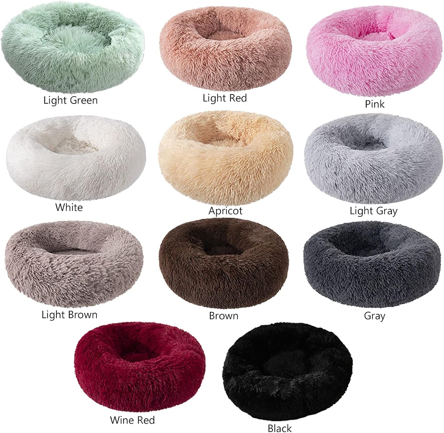 Pet Dog Bed Cat Bed，Faux Fur Dog Bed，Calming Dog Bed，Warming Cozy Soft Dog round Bed,Washable Small Dog Bed(50Cm, Red)