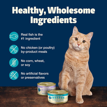 Freedom Grain-Free Adult Wet Cat Food, Complete & Balanced Nutrition for Indoor Cats, Made with Natural Ingredients, Fish Recipe, 5.5-Oz Cans (24 Count)