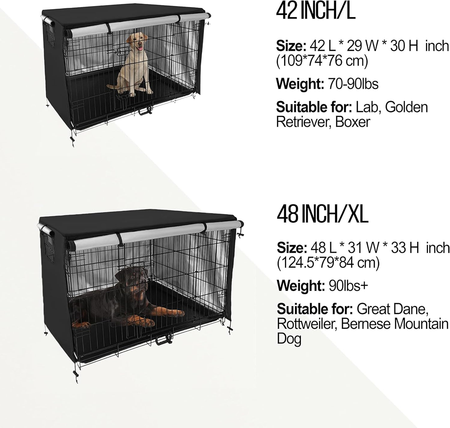 Dog Crate Cover Heat Preservation Dog Kennel Cover with Windproof & Waterproof Function (24 Inch, Grey)