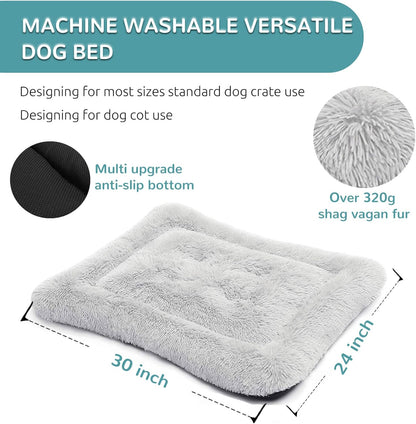 Calming Dog Bed Crate Pads, Dog Crate Bed Large Dogs, Dog Crate Mats Machine Washable Grey Medium