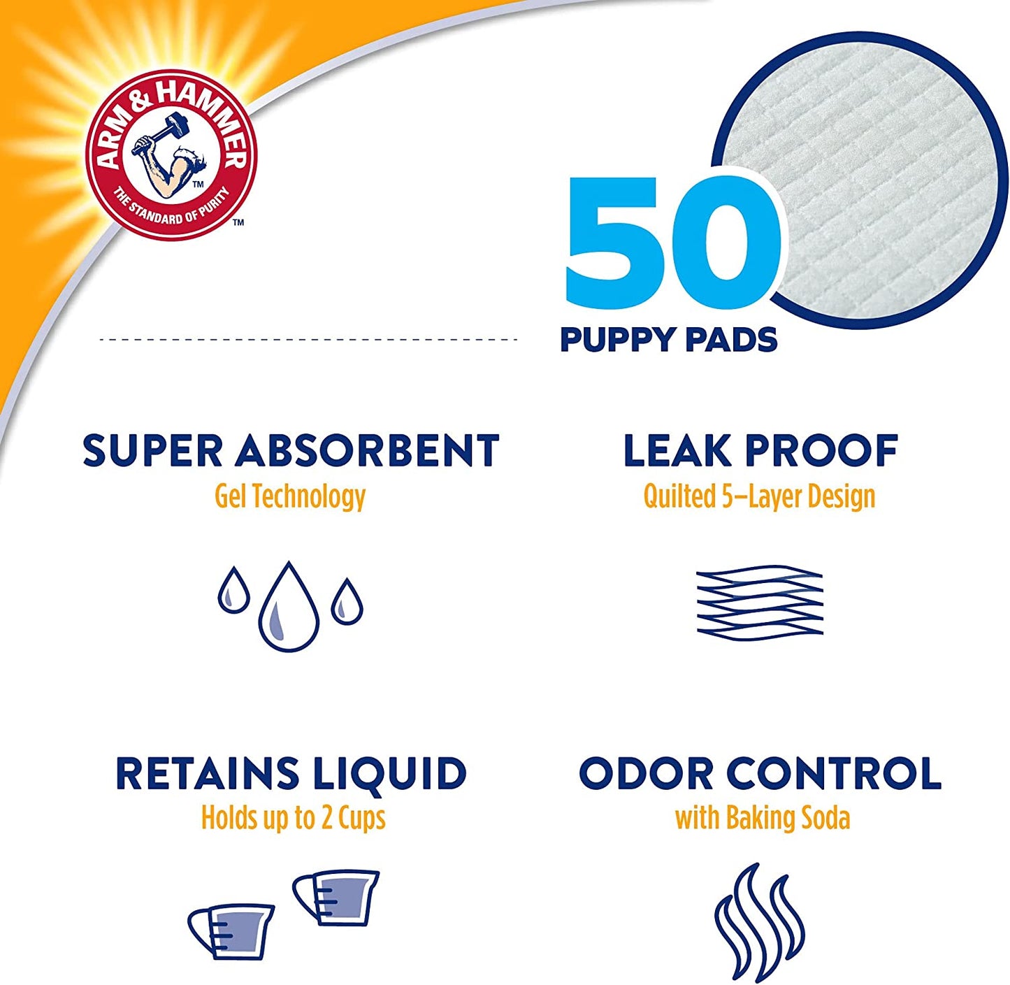 for Dogs Puppy Training Pads with Attractant | New & Improved Super Absorbent, Leak-Proof, Odor Control Quilted Puppy Pads with Baking Soda| 50 Count Wee Wee Pads