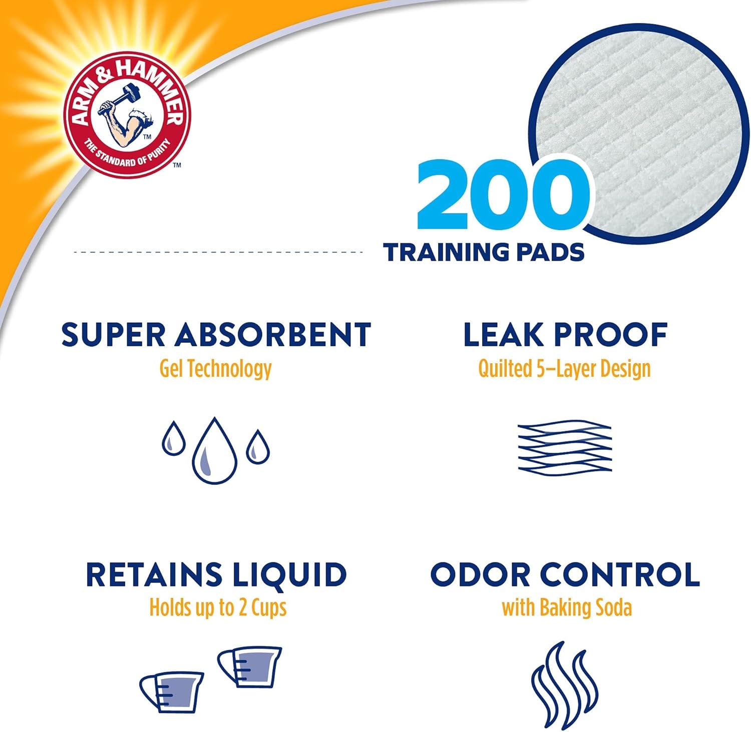 for Dogs Training Pads for Stay-At-Home Dogs | New & Improved Super Absorbent, Leak-Proof, Odor Control Quilted Dog Training Pads with Baking Soda | 200 Count Wee Wee Pads Bulk,White