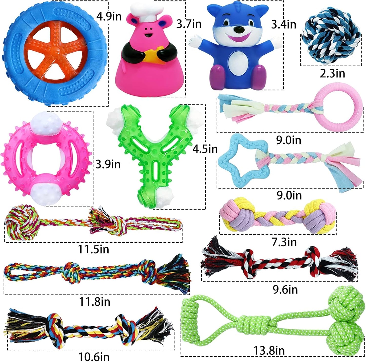 14 Pack Puppy Toys Small Dog Toys for Puppies Small Medium Dogs, Puppy Teething Chew Toys for Tooth Brush, Dog Puppy Chew Toys for Teething, Various Dog Teething Toys Pack with Ropes