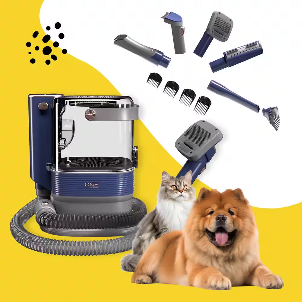 ONE Premium Dog Grooming Kit with Vacuum, Dog Clippers and Dog Brush for Shedding with 5 Grooming and Cleaning Tools