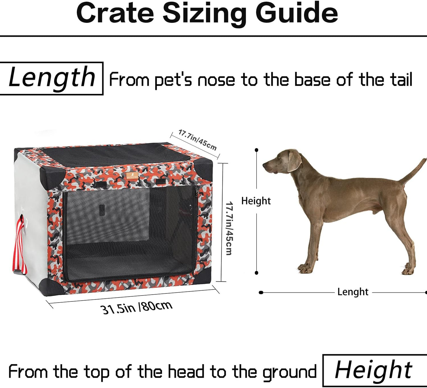 Soft Portable Dog Crate, Collapsible Travel Pet Kennel with Carrying Bag Suitable for Dogs & Cats Indoor Outdoor, Orange Camouflage, Dc02-M-Camouflages-O, Medium(26X18X18'')