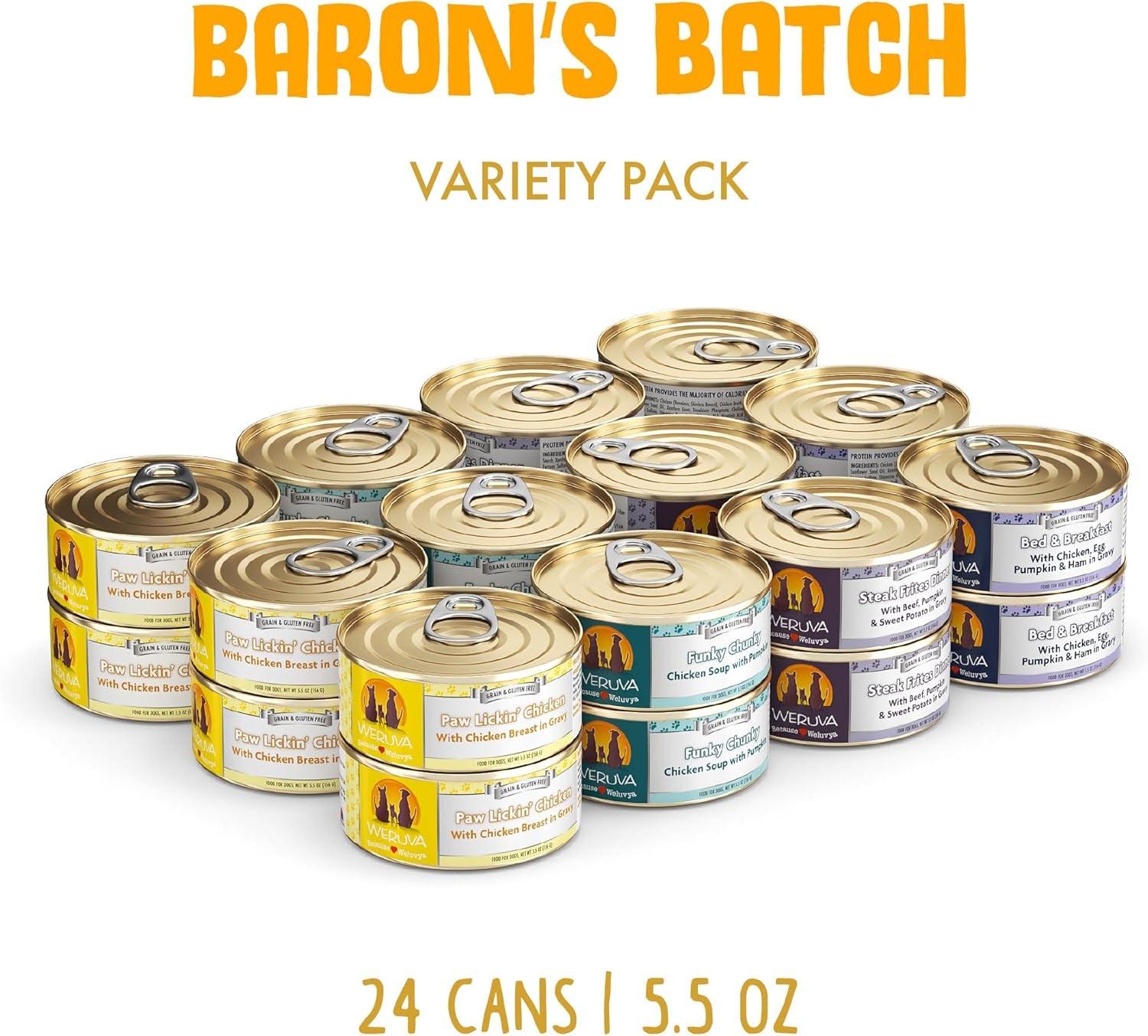 Classic Dog Food, Variety Pack, Baron'S Batch, Wet Dog Food, 5.5Oz Cans (Pack of 24)