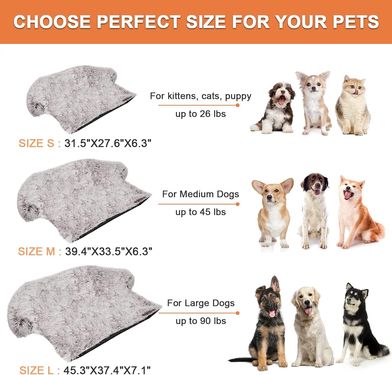 Dog Bed Couch Calming Cat Beds Fluffy Plush Cats Mattress Comfy Washable Cover Puppy Kennel Pad Extra Large Medium Couches Dogs Sofa(Brown,L)