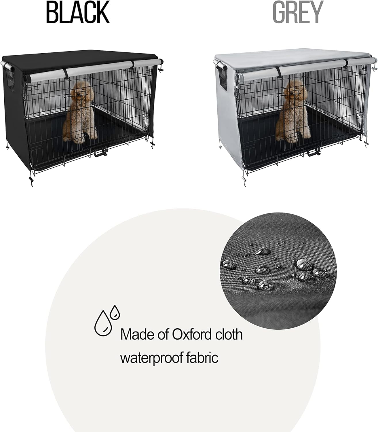 Dog Crate Cover Heat Preservation Dog Kennel Cover with Windproof & Waterproof Function (24 Inch, Grey)