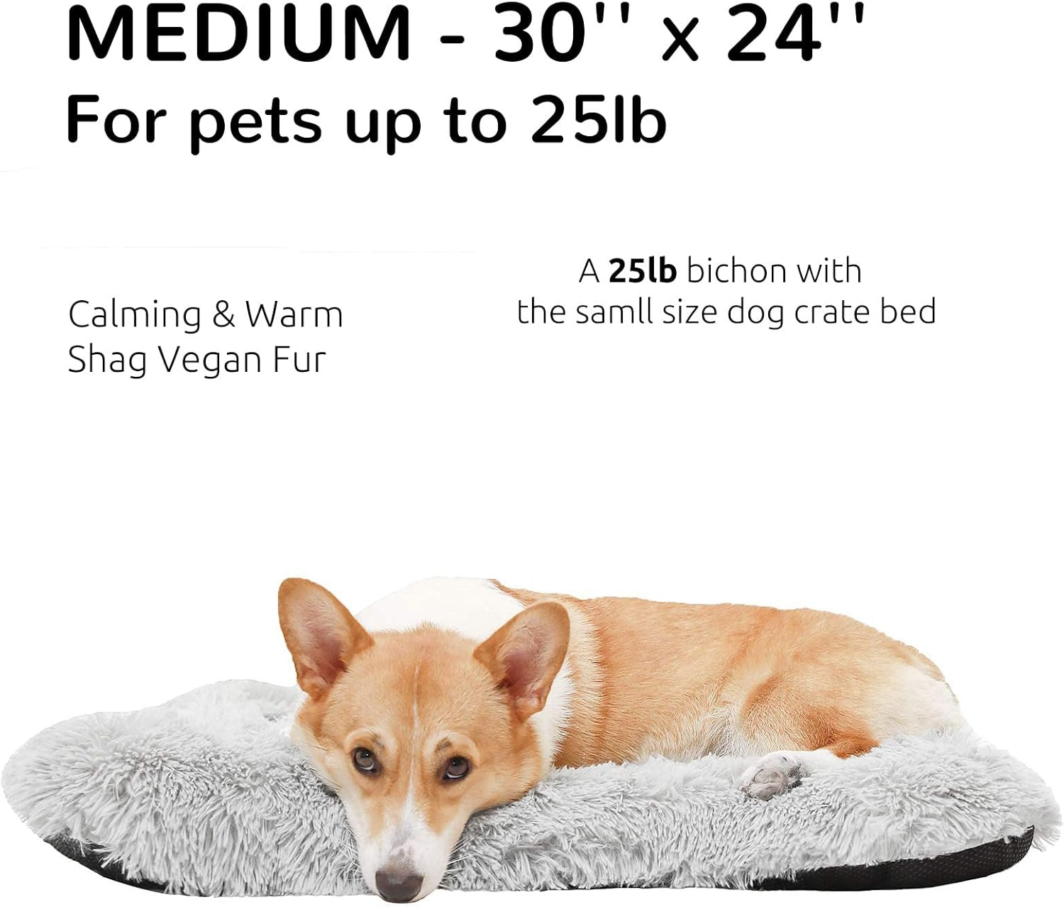 Calming Dog Bed Crate Pads, Dog Crate Bed Large Dogs, Dog Crate Mats Machine Washable Grey Medium