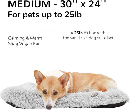 Calming Dog Bed Crate Pads, Dog Crate Bed Large Dogs, Dog Crate Mats Machine Washable Grey Medium