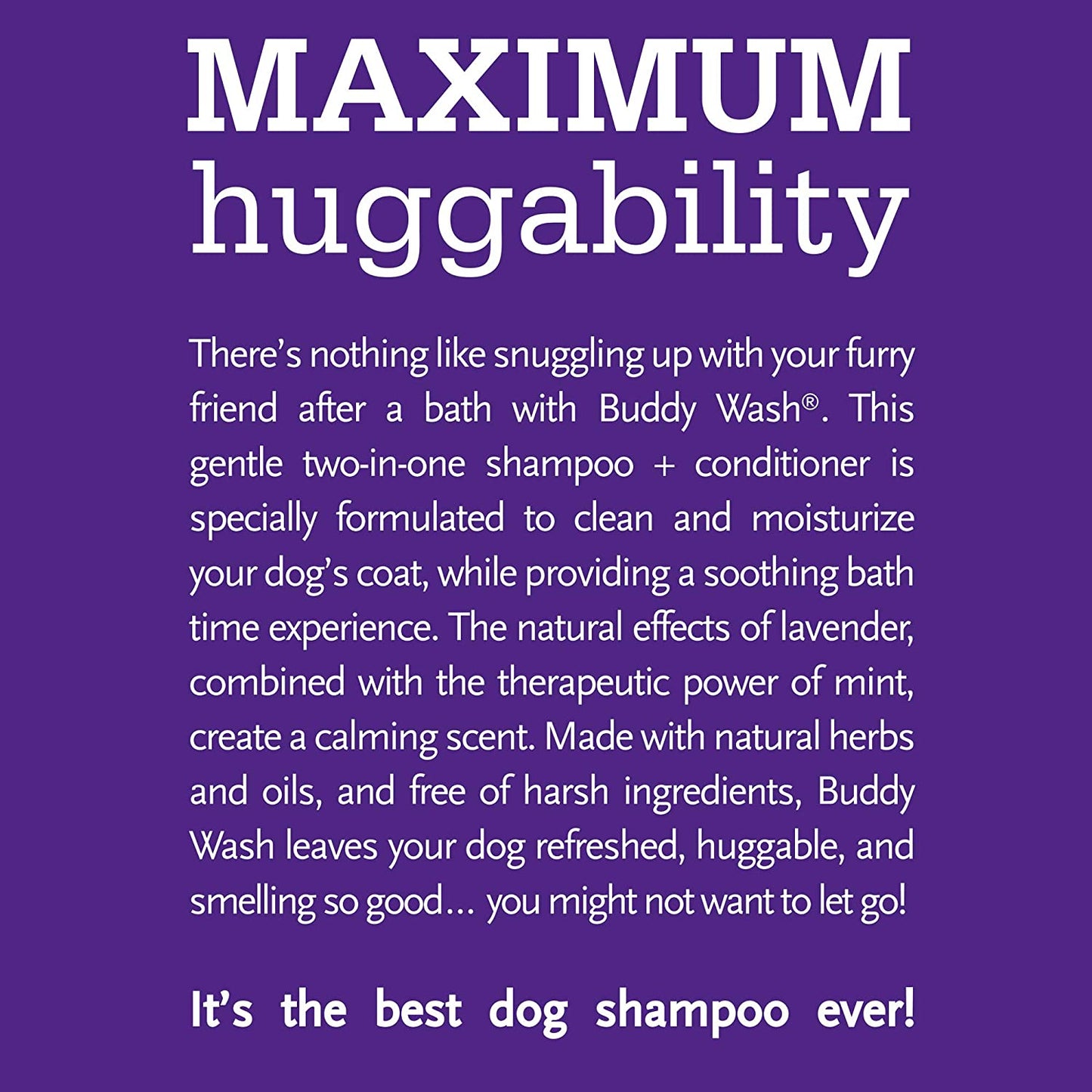 Buddy Wash 2-In-1 Dog Shampoo and Conditioner for Dog Grooming, Lavender & Mint, 1 Gal. Bottle