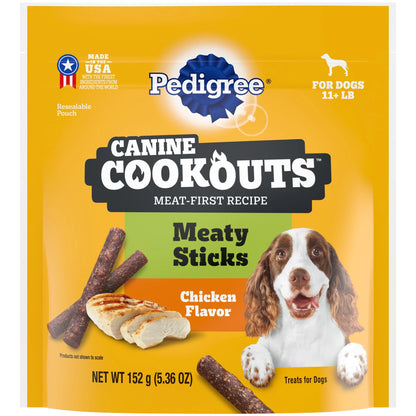 Canine Cookout Soft Dog Treats, Chicken Flavored Meaty Sticks, 5.36 Oz Bag