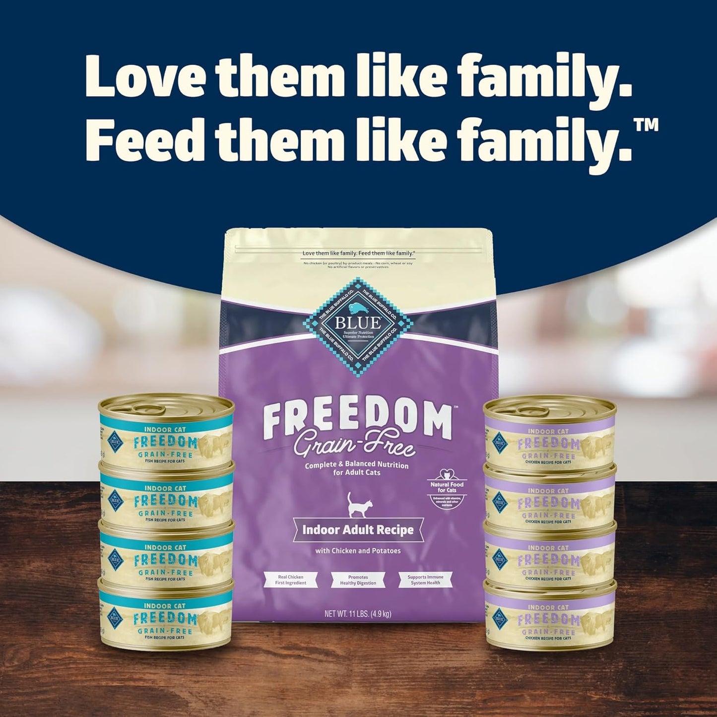 Freedom Grain-Free Adult Wet Cat Food, Complete & Balanced Nutrition for Indoor Cats, Made with Natural Ingredients, Fish Recipe, 5.5-Oz Cans (24 Count)