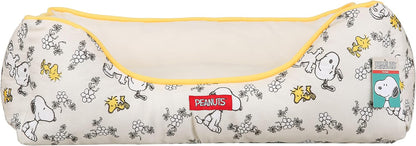 Peanuts for Pets Snoopy & Woodstock Cuddler Dog Bed in Beige | Elevated Dog Bed with Raised Rim | Plush and Comfortable Machine Washable Dog Bed for All Dogs, 24" X 19" X 8"