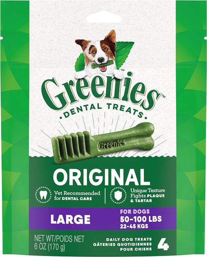 Original Large Natural Dental Care Dog Treats, 6 Oz. Pack (4 Treats)